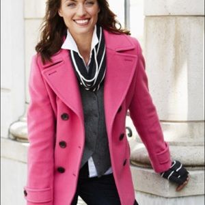 Lands End Pink Wool Coat Size 8 like new!